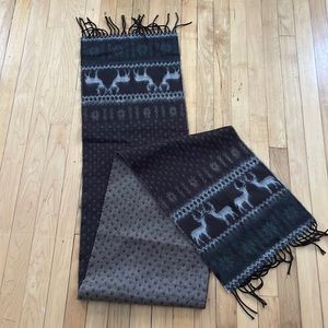 Brown Winter Scarf w/ Reindeer